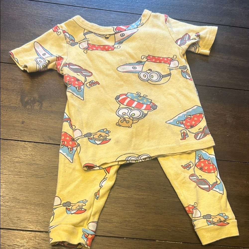 Yellow Cartoon Print Baby Outfit